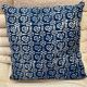 Indian blockprint flower pattern cushion cover colorful cotton royal blue indigo washed