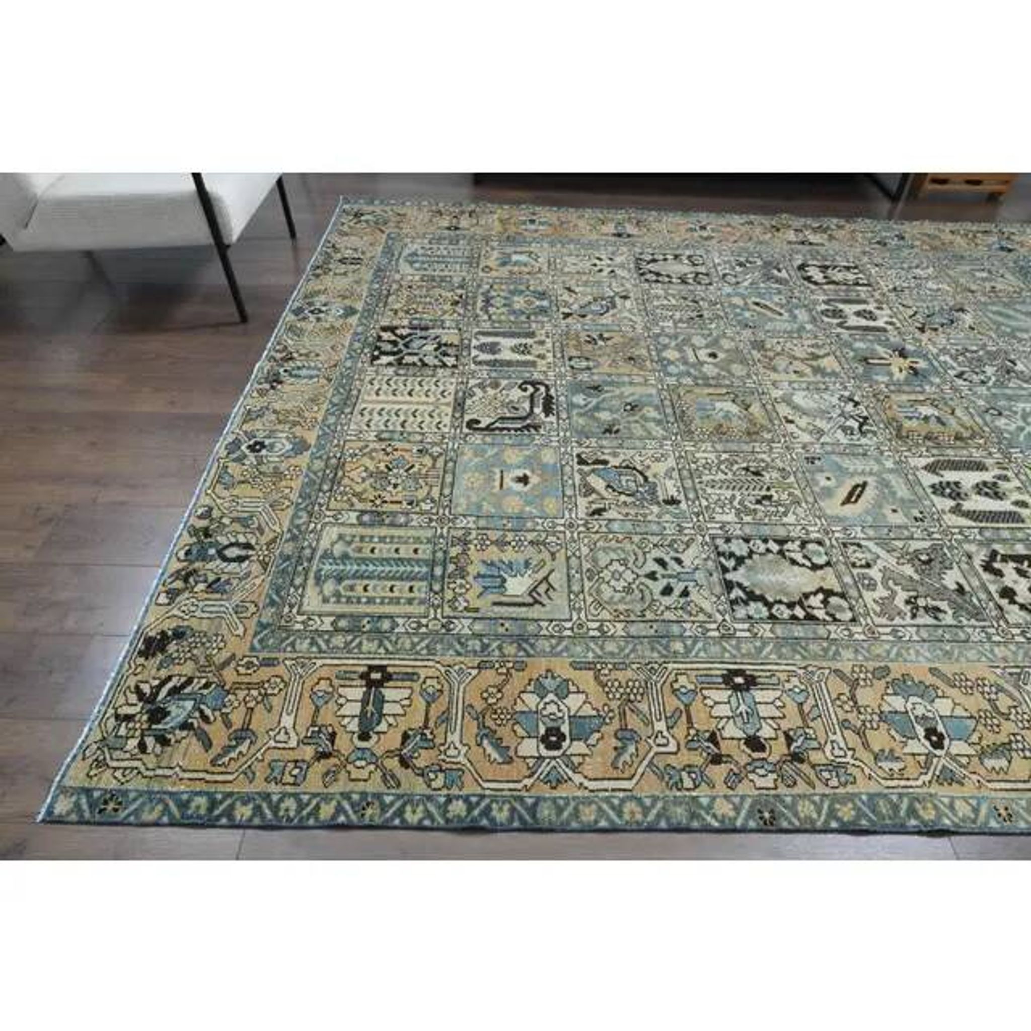 1970s Vintage Persian Handmade Wool Cotton Light Brown Area Rug 272x338