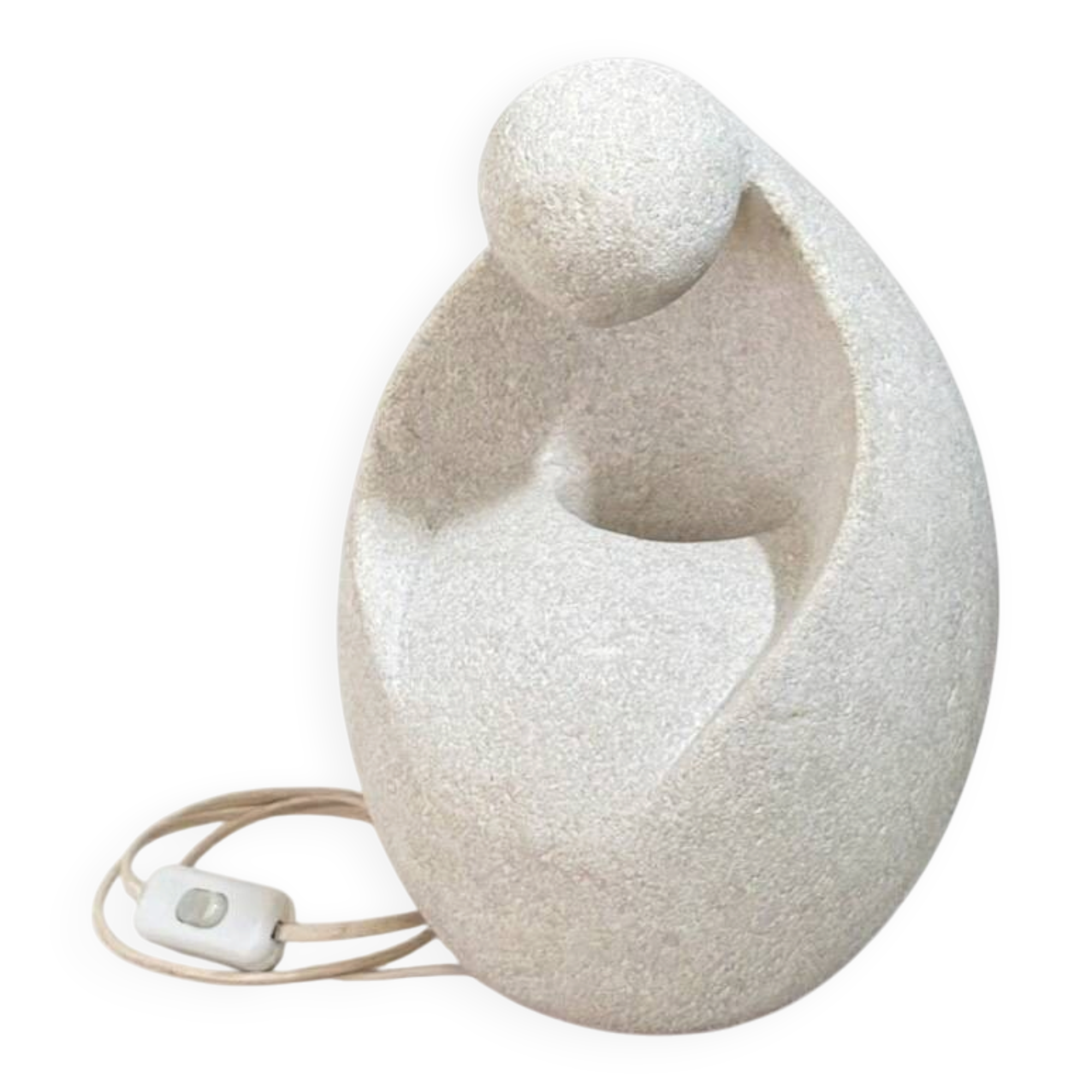 Lampe années 70 en pierre calcaire sculptée par Gérard Esnault