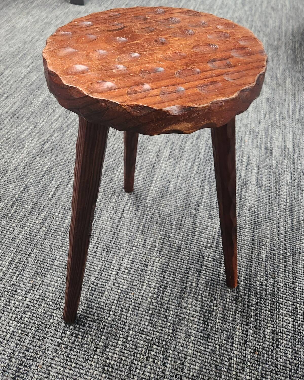 Brutalist wooden tripod stool
