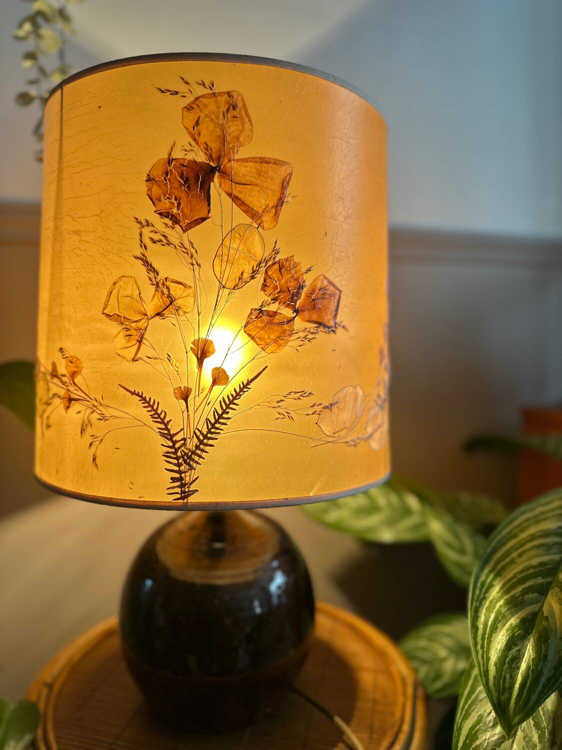 Sandstone ball lamp by Guy Baudat, vintage ceramic