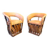 Pair of Mexican Equipale chairs, 1970s
