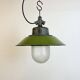 Green Enamel and Cast Iron Industrial Pendant Light, 1960s