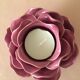 Duo of porcelain flower candle holders, old pink color