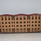 1930s, Danish 3-seater sofa, red furniture velour, furniture mesh.