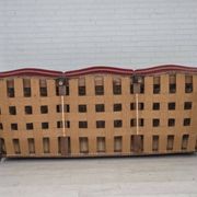 1930s, Danish 3-seater sofa, red furniture velour, furniture mesh.