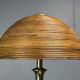 Italian midcentury pencil reed rattan brass Fungo mushroom table lamp 1970s