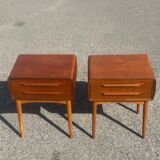 Tables de chevet en teck avec pieds en chêne attribuées à Johannes Andersen, 1964, lot de 2