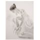 Charcoal drawing representing a seated dancer. Dancer painting.