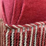 Old raspberry velvet toad armchair