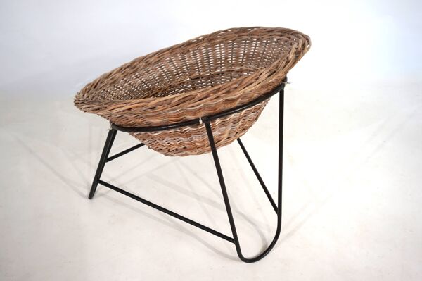 Fauteuil corbeille en rotin, 1960