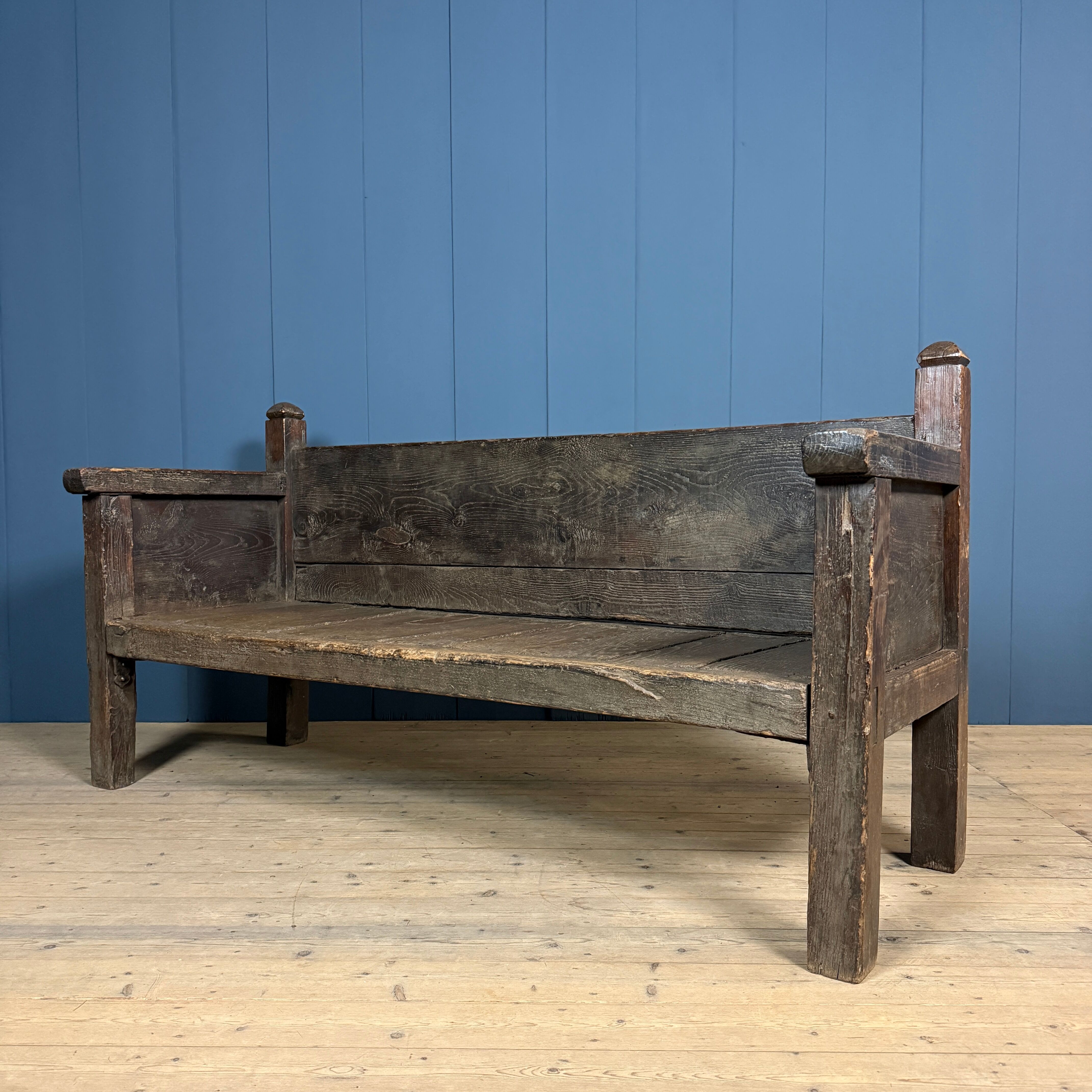 Antique Spanish chestnut wood bench from the 18th century