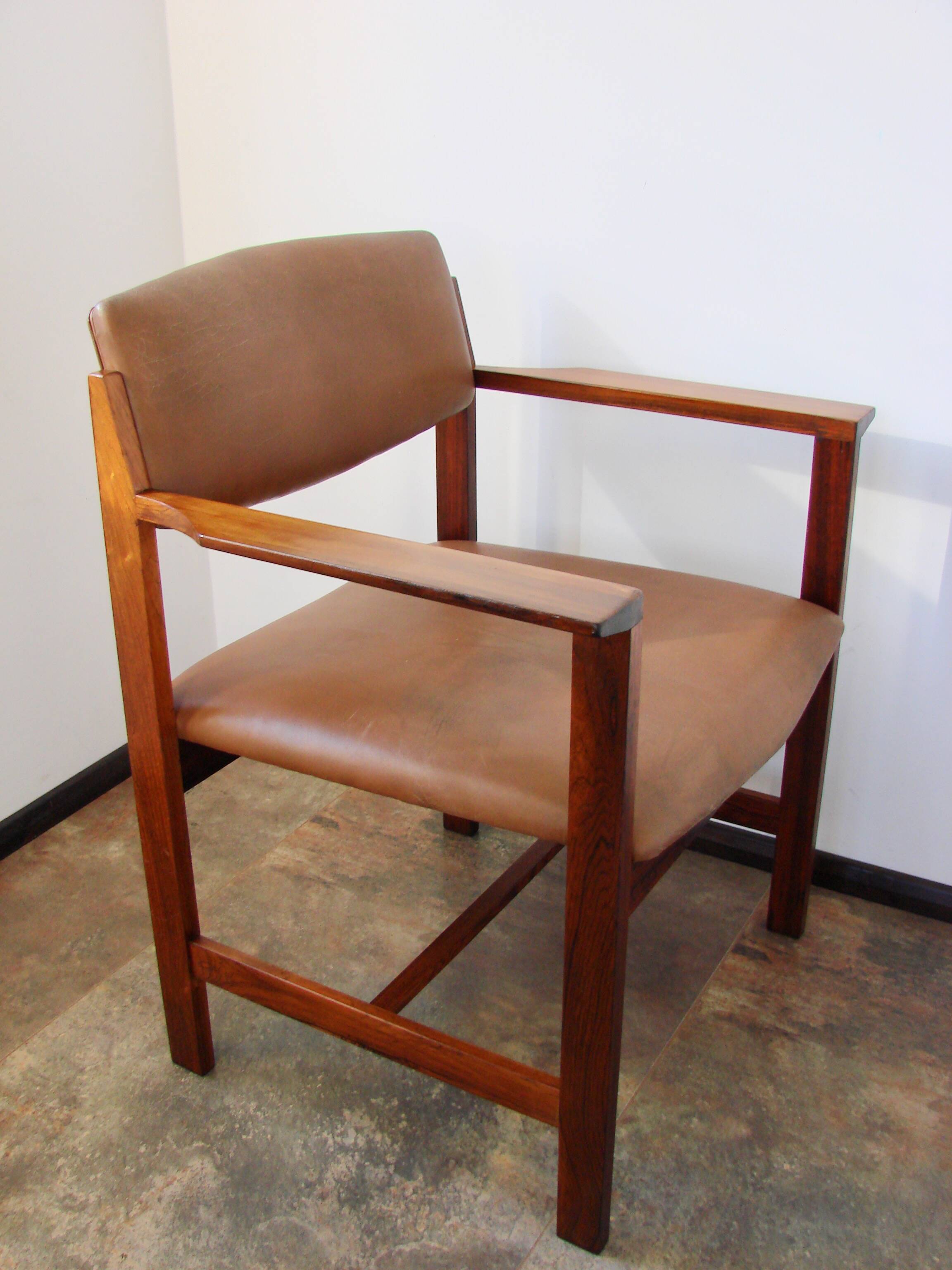 1960s Scandinavian armchair – rosewood, leather, vintage