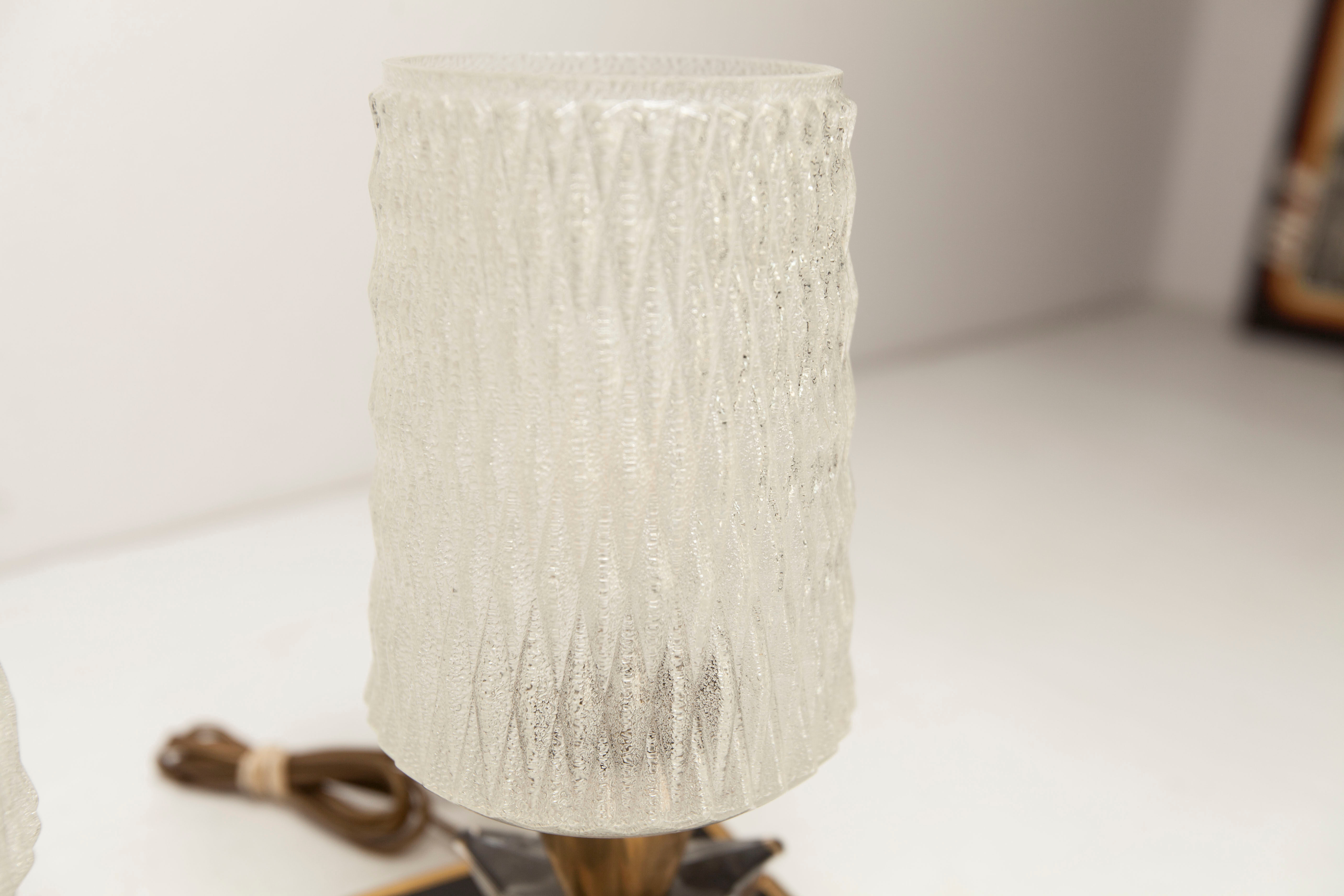 Paire de lampes de chevet 1960 laiton verre etoile