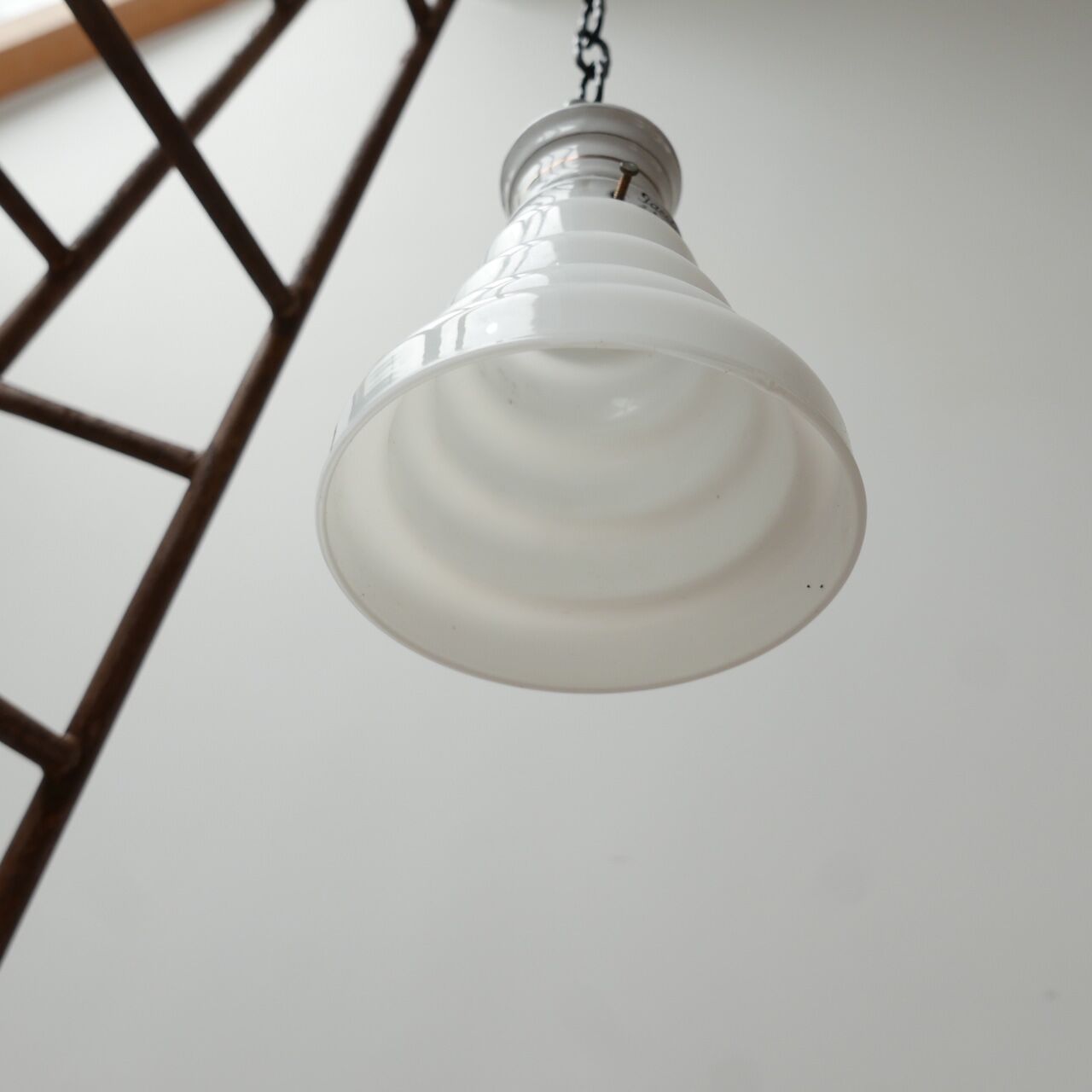 Antique stepped opaline glass pendant light