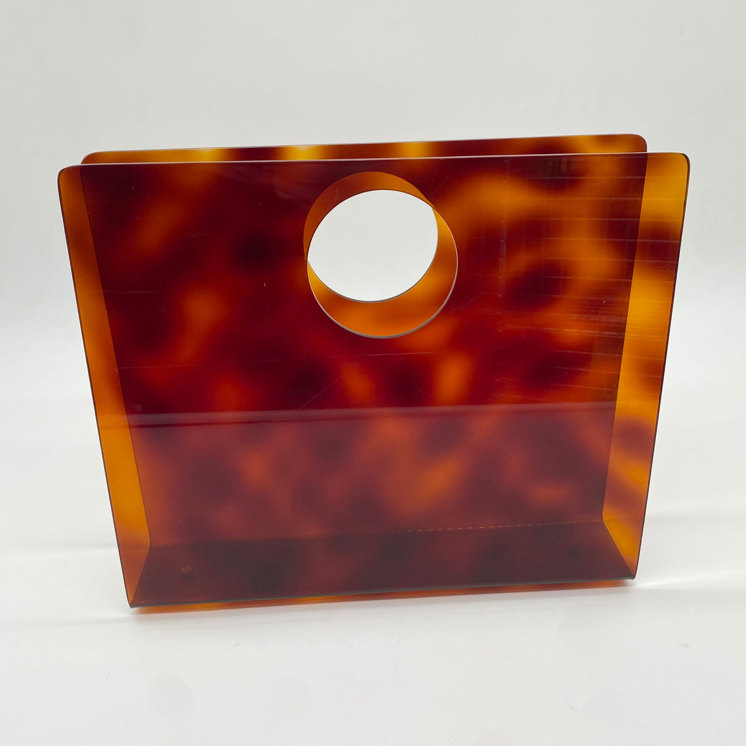 Lucite magazine rack "tortoiseshell", 1970s