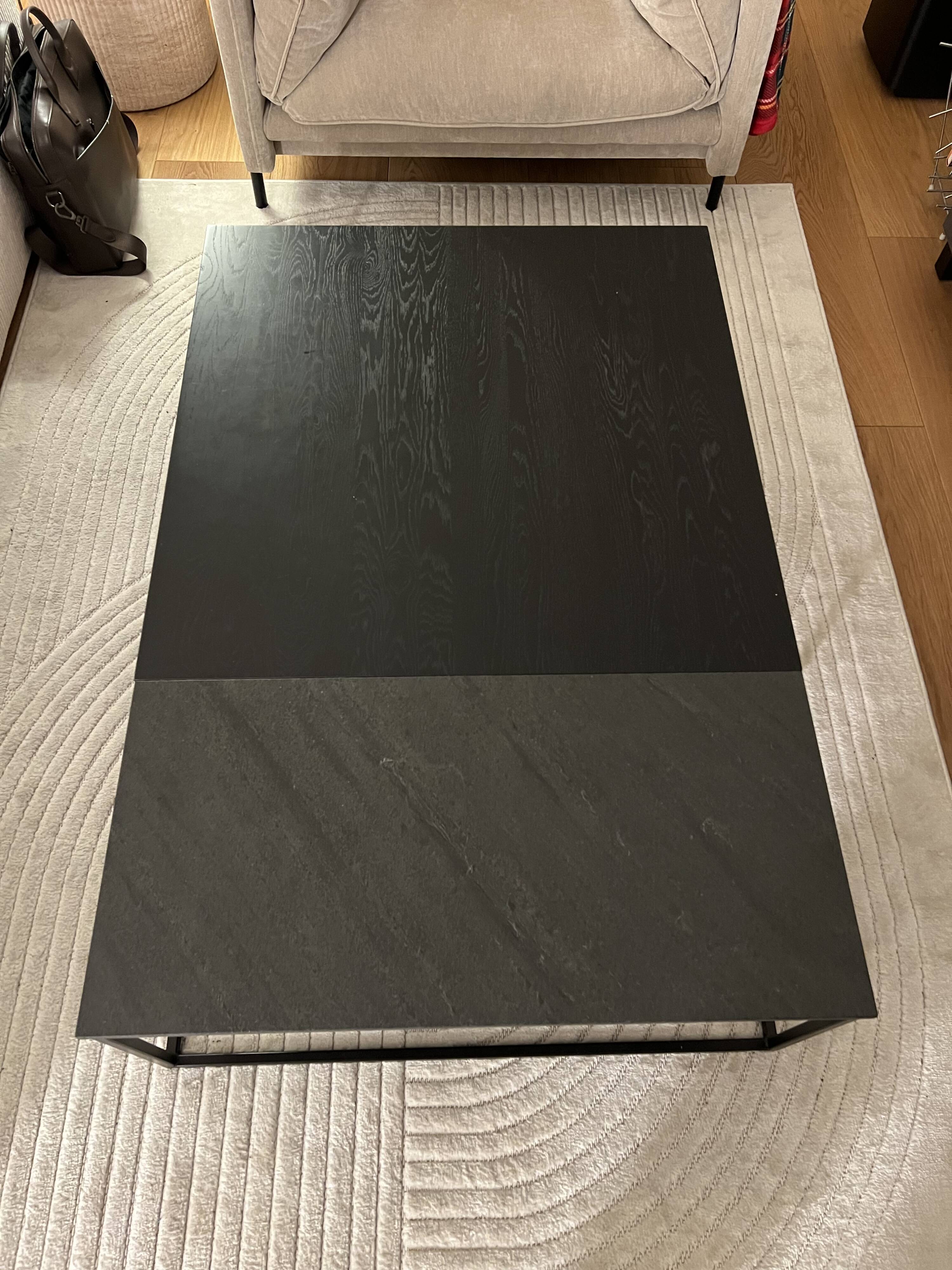 Rolf Benz 985 coffee table in black stained solid oak and natural stone.