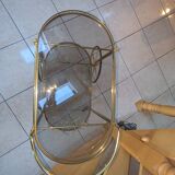 Hollywood Regency style bar cart in brass and glass, 1970s