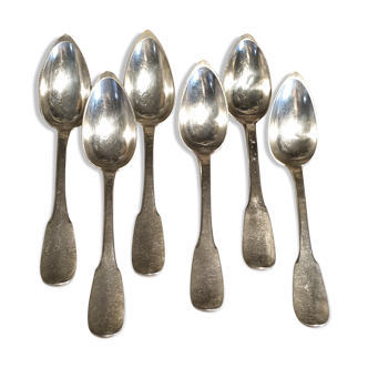 grâgout spoons, plain, monogrammed, solid silver
