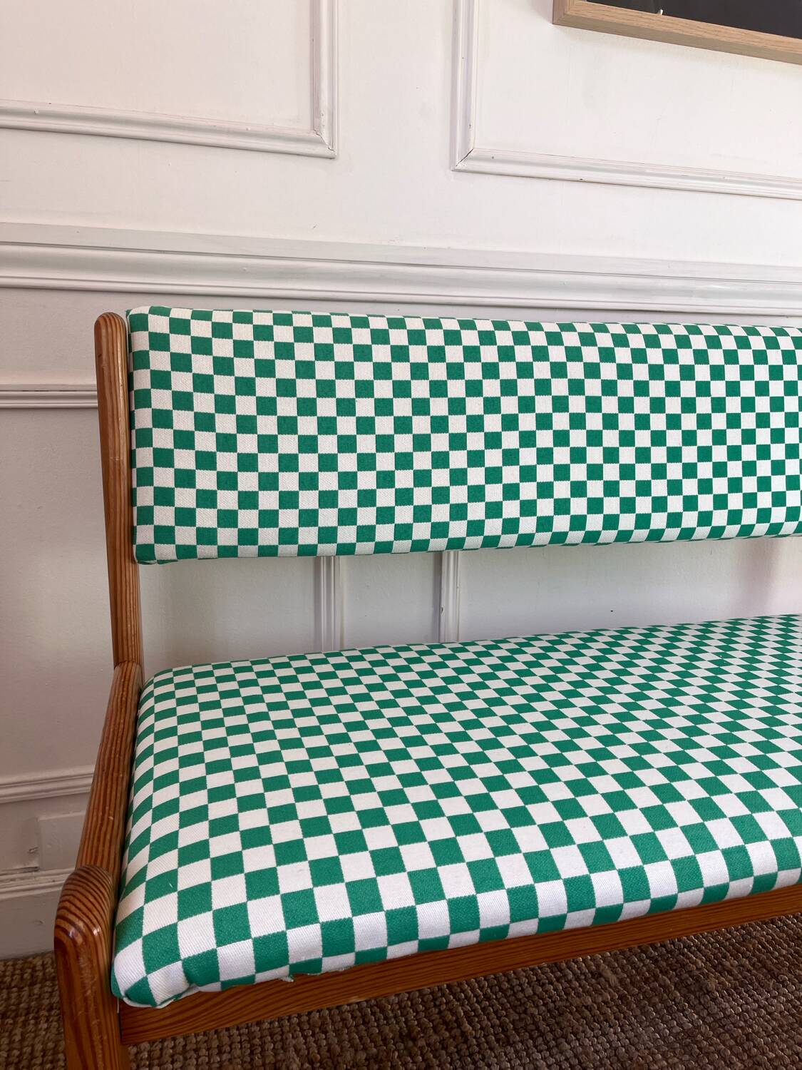 Vintage pine corner bench dining area