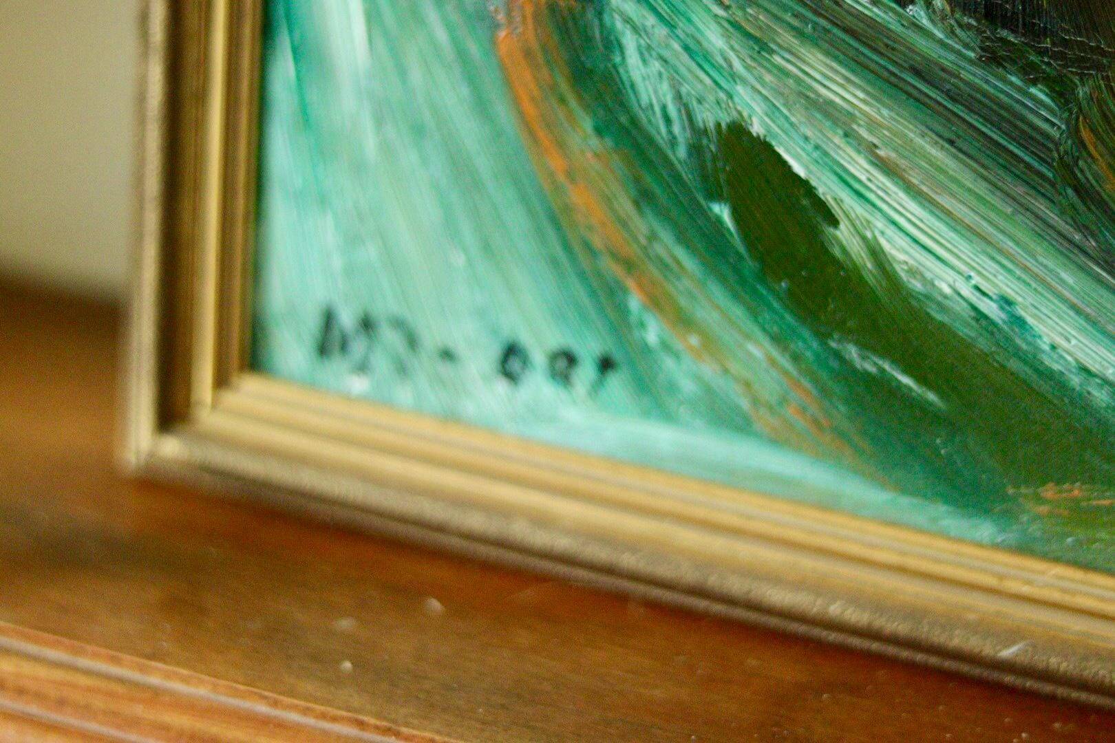 Huile sur panneau suédoise originale vintage – « Abstrait »