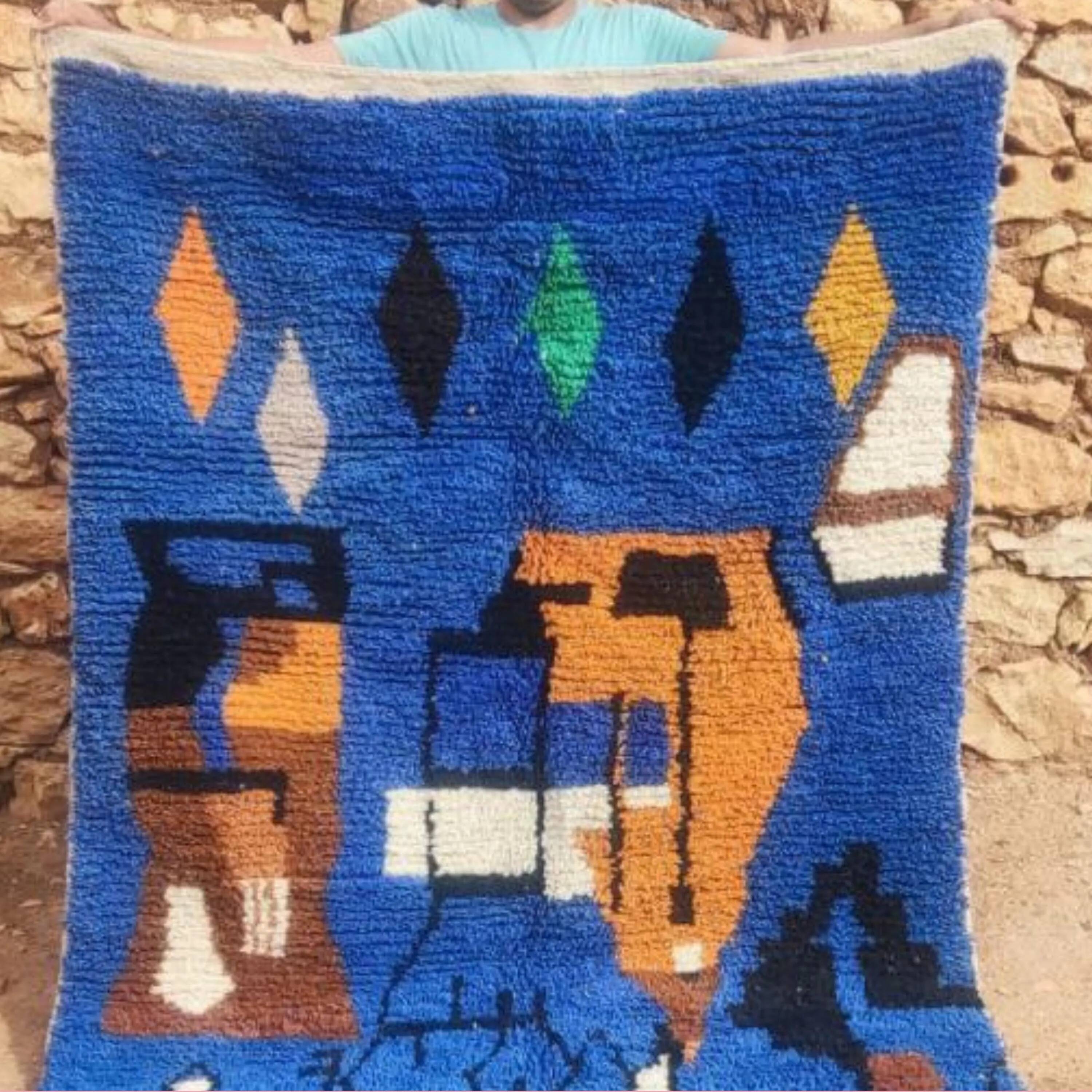 Moroccan rug in natural wool 3x2 m