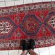 Antique Serab wool runner, crimson field & stepped medallions, c. 1920s — 93 × 204 cm — 1C1284