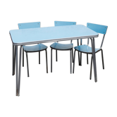 Table formica american 50's blue and chairs