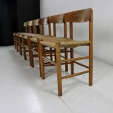 Ensemble de six chaises à repas en chêne par Borge Mogensen
