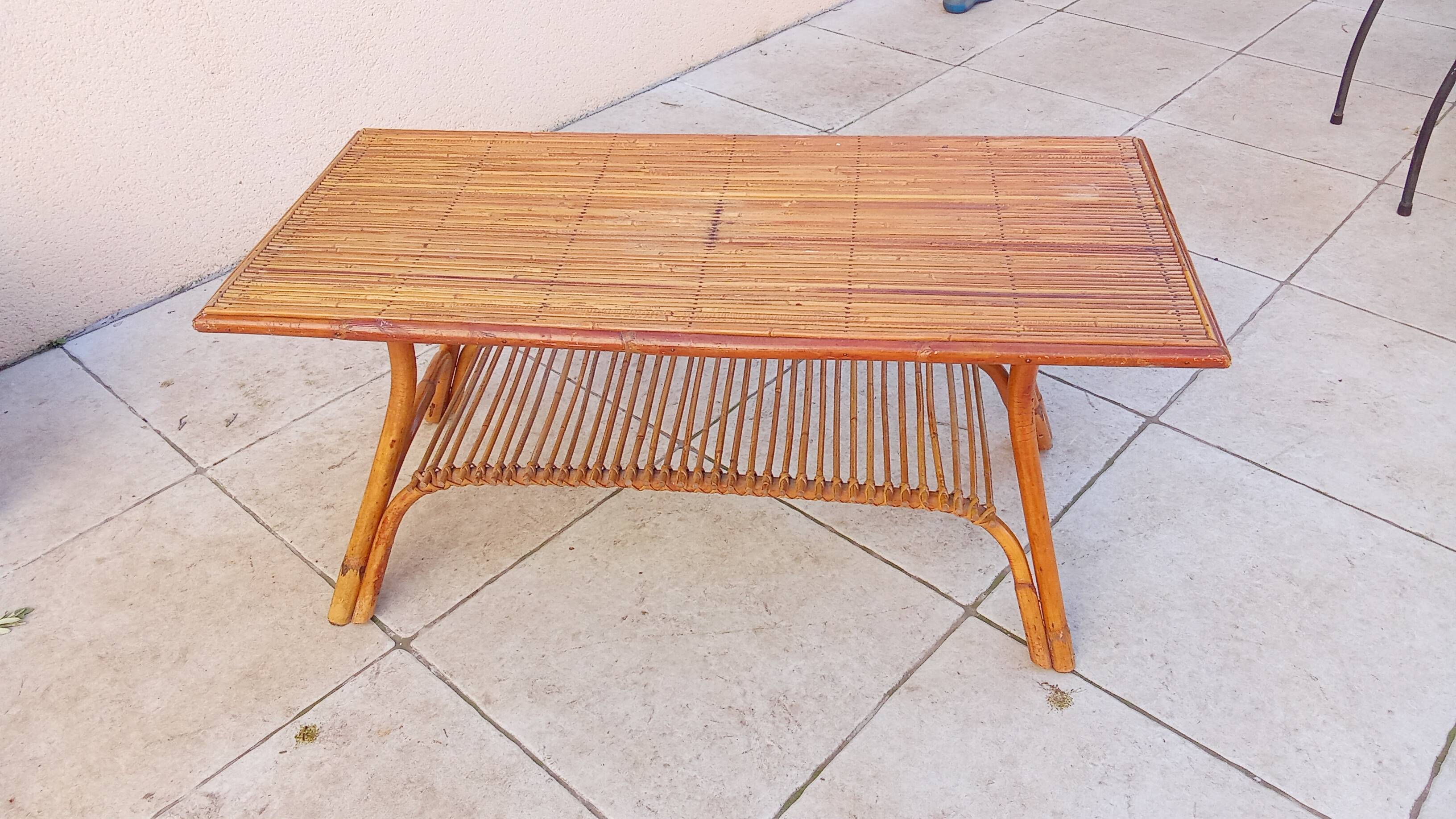 Vintage rattan coffee table