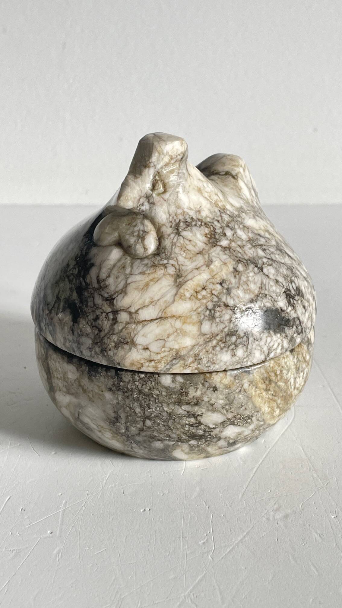 Vintage Marble Chicken with Eggs Sculpture
