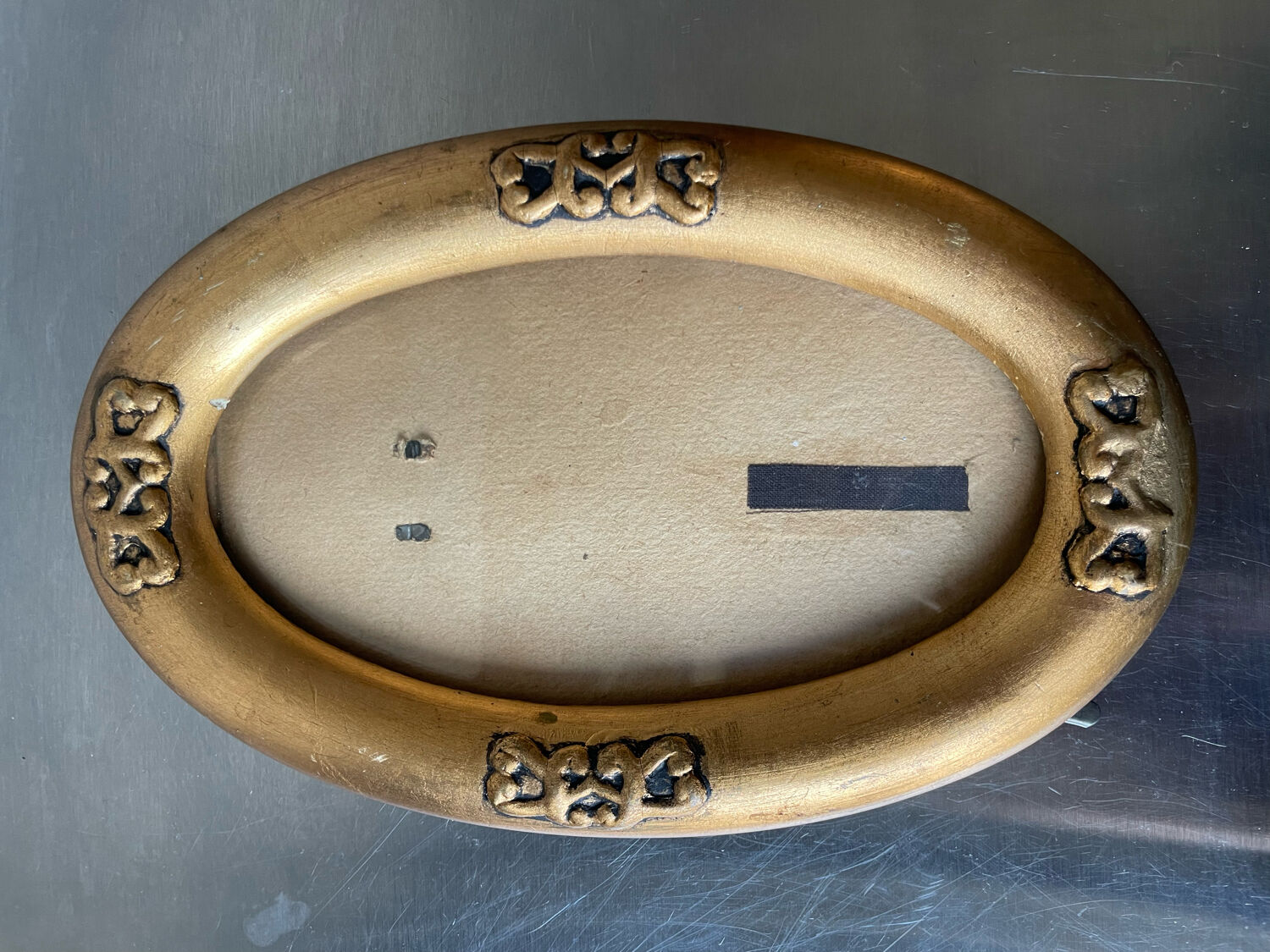 Antique art nouveau oval frame gilded wood