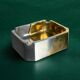 Brutalist ashtray by Leopold, bronze and brass, 1970s