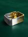 Brutalist ashtray by Leopold, bronze and brass, 1970s