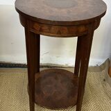 Pedestal table / Round seat in wood marquetry