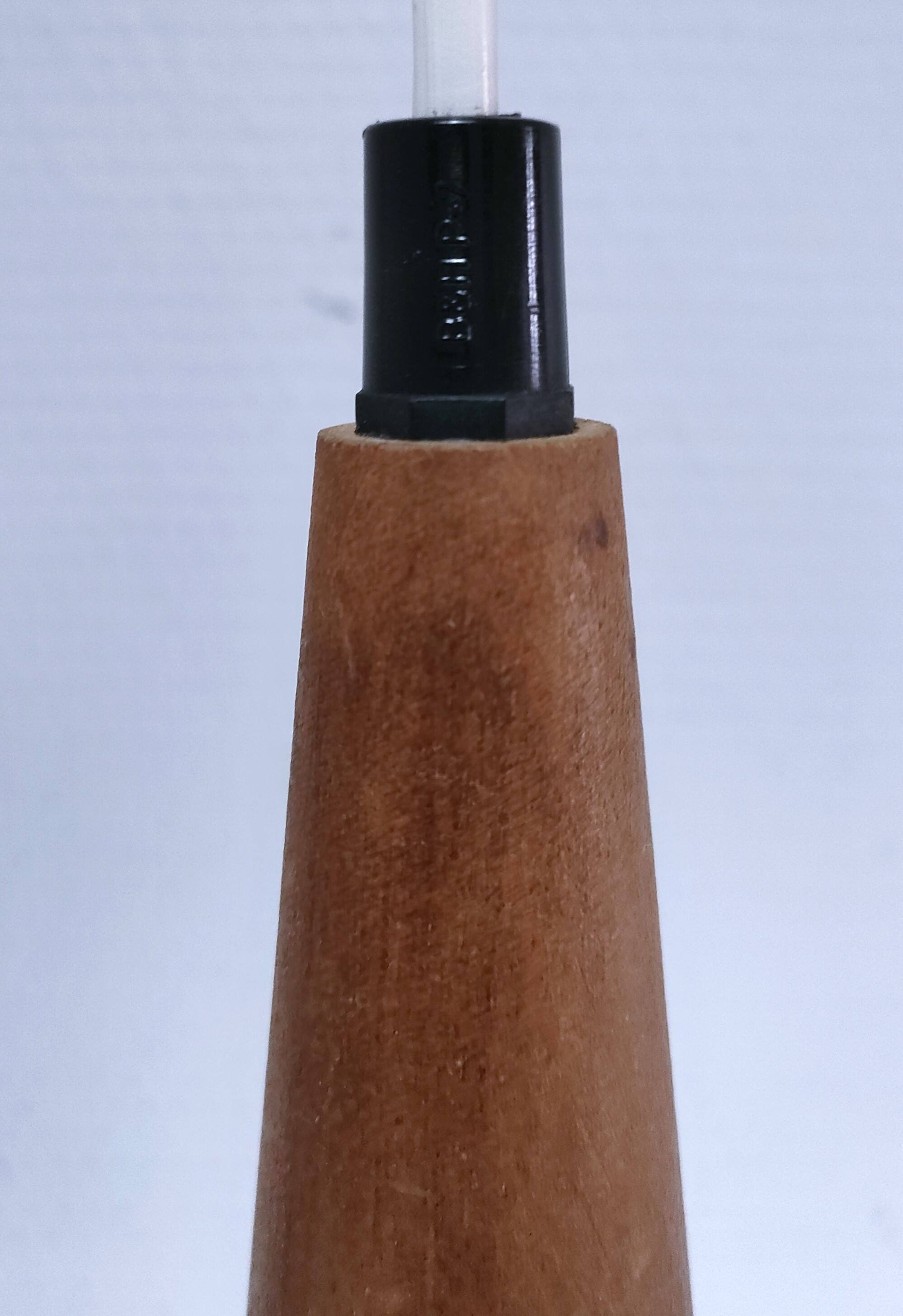 Suspension verre opalin et bois design années 70