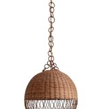 Rustic Wicker Pendant Lamp, Handcrafted in Spain, 40cm Diameter, 1970s