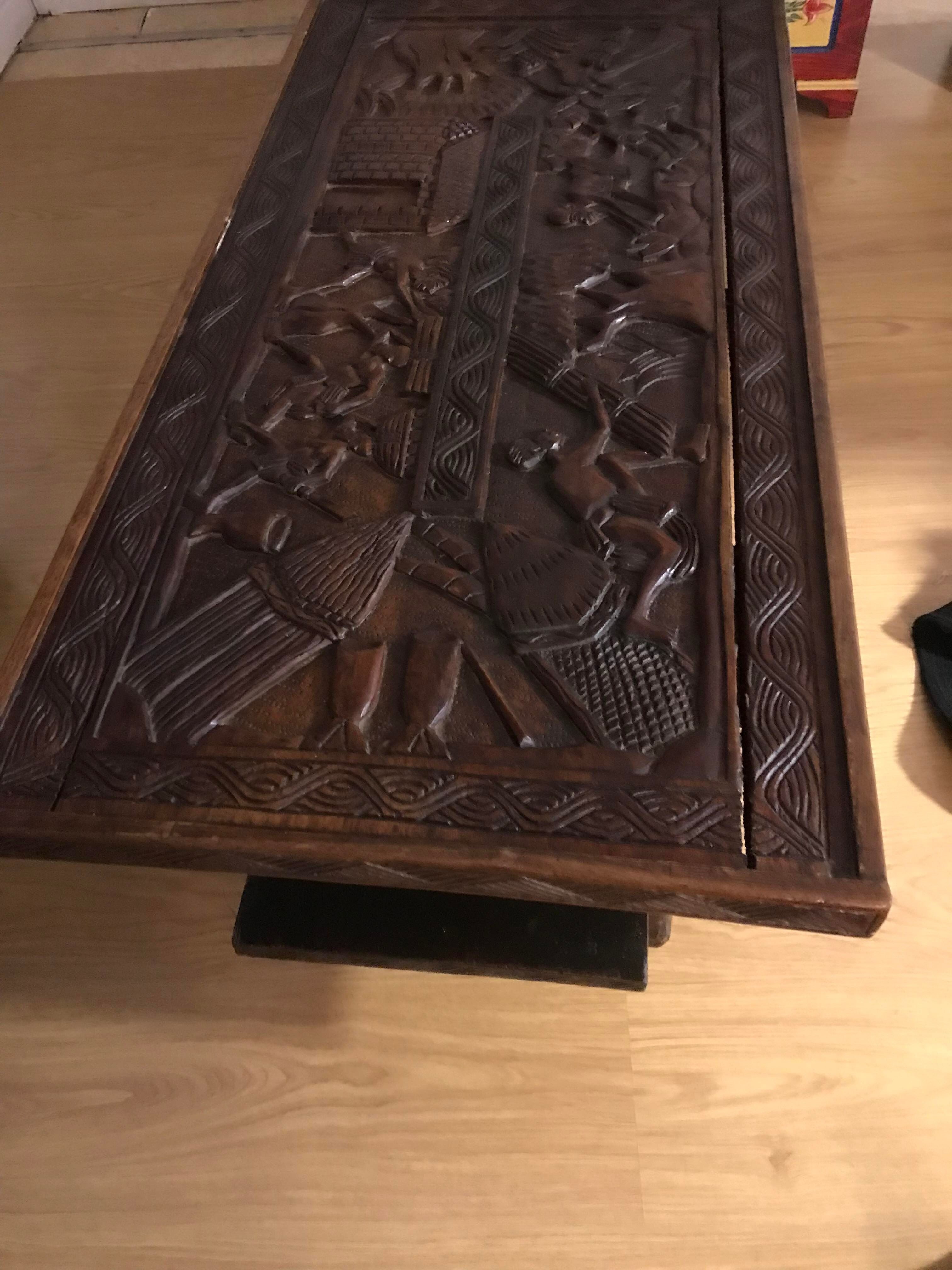 Carved Senegalese coffee table