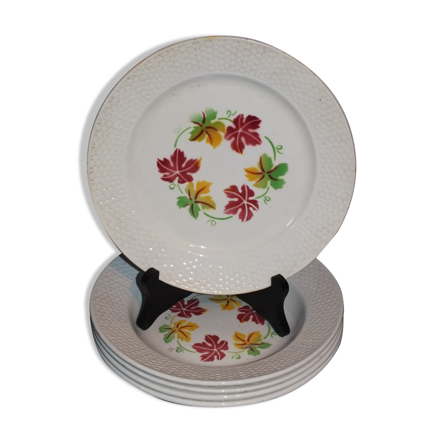 5 Digoin Sarreguemines vintage plates - pampres service