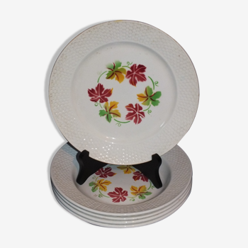 5 Digoin Sarreguemines vintage plates - pampres service