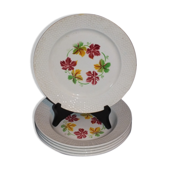 Set de 5 assiettes vintage Digoin Sarreguemines service pampres