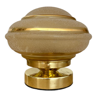 Vintage art deco globe table lamp in yellow and gold glass