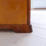 Swedish Art Deco Stools in Lacquered Birch with Sheepskin Seat, 1940s