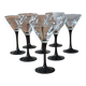 8 Vintage Black Stemmed Cocktail/Martini Glasses