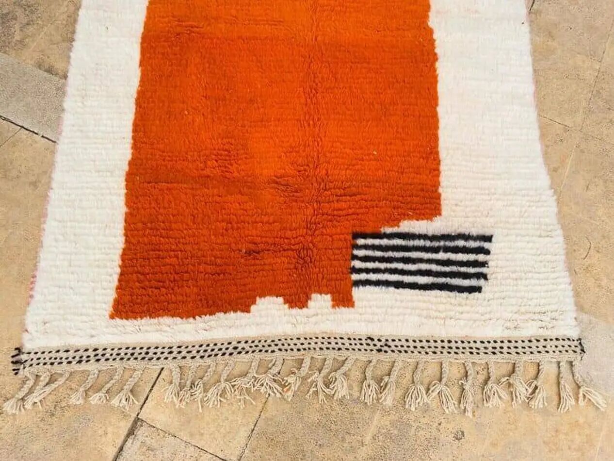 Handmade rug 200x300 cm, wool, orange, Morocco