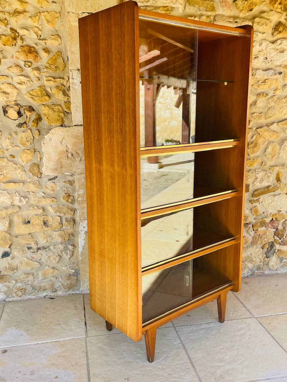 Storage unit/Library with sliding glass doors 1960s