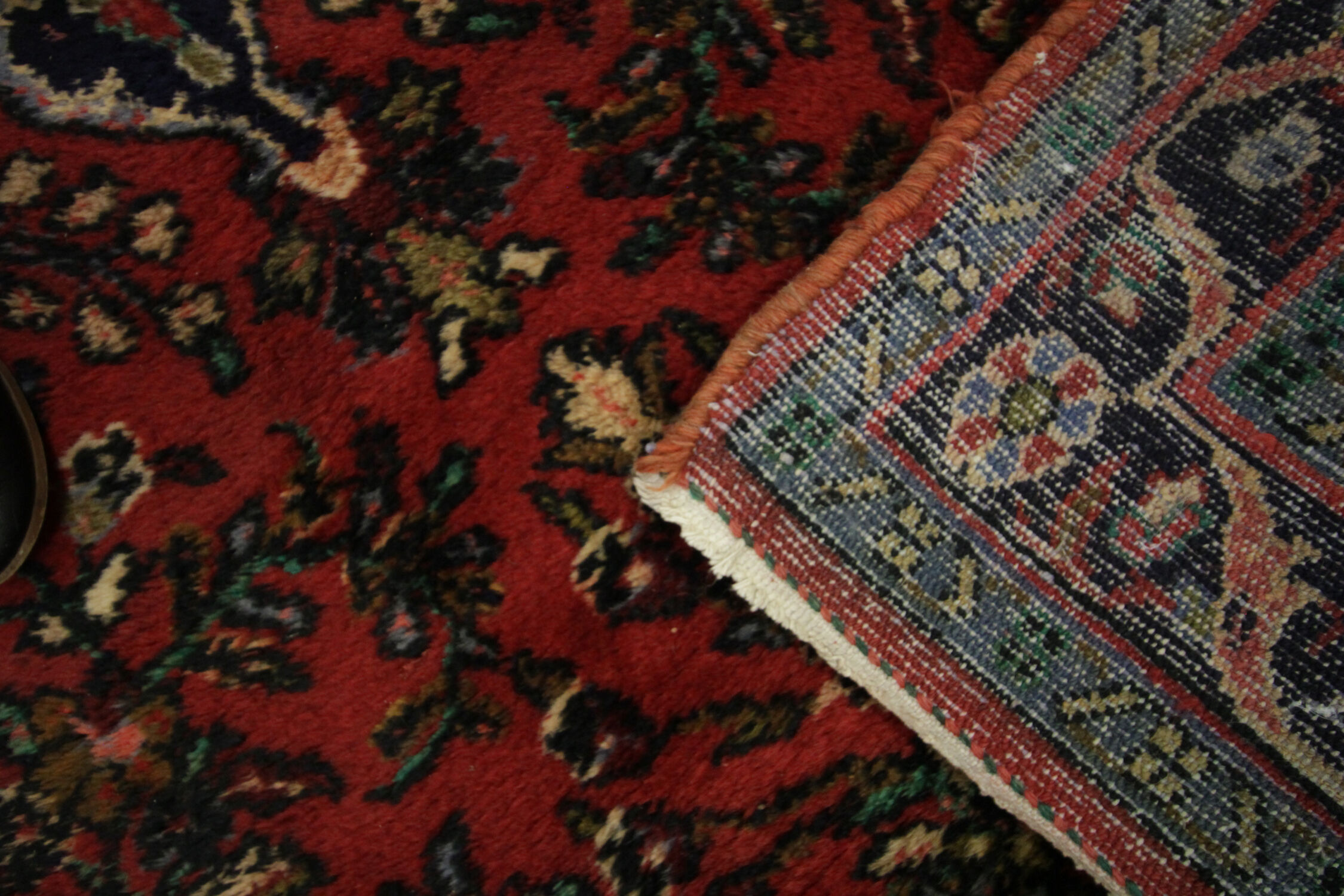 Vintage hamadan runner rug traditional long red wool carpet- 105x250cm