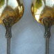 6 spoonfuls of silver and gold metal coffee