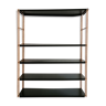 String metal shelf, black-brass modular, 1950