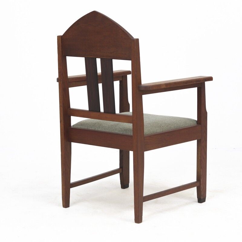 Set Art Deco 1930s Design Oak Armchairs by H.J. Tijsseling